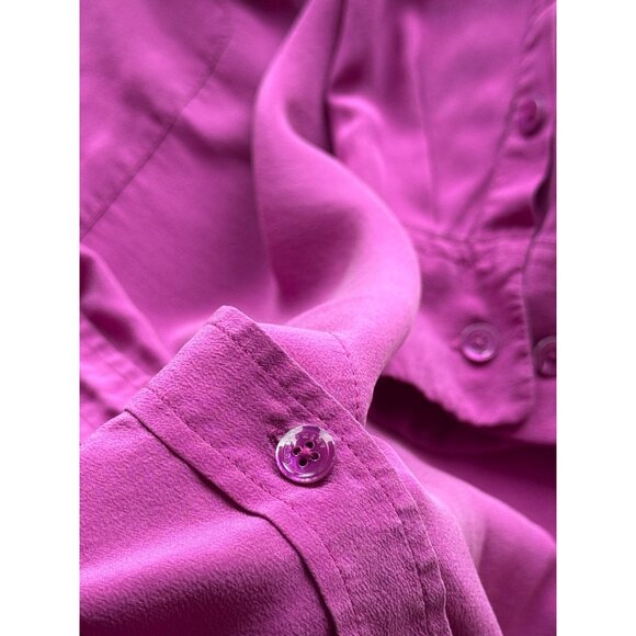 EQUIPMENT Slim Signature Purple 100% Silk Crepe Button Up Shirt, Size S - Picture 9 of 16